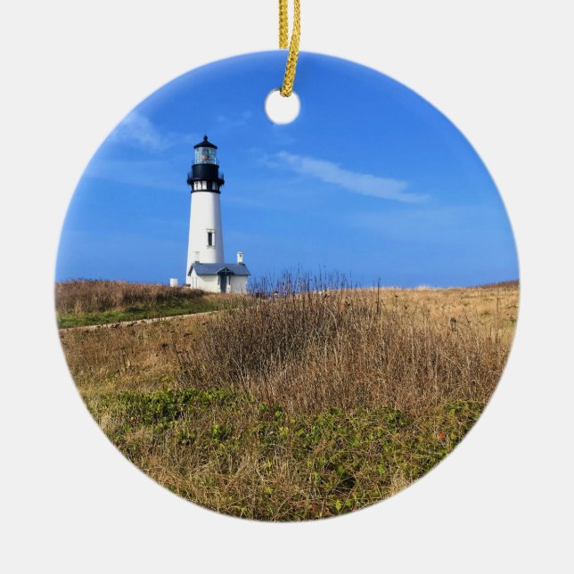 Yaquina Head Lighthouse, Newport, Oregon Ceramic Tree Decoration (Front)