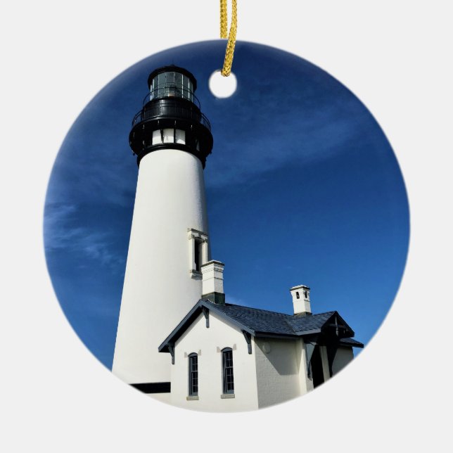 Yaquina Head Lighthouse, Newport, Oregon Ceramic Tree Decoration (Front)