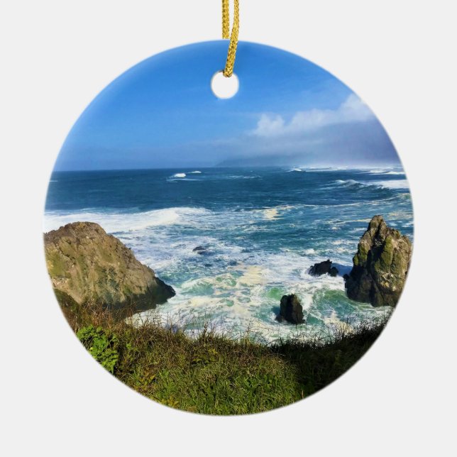 Yaquina Head Outstanding Natural Area, Oregon Ceramic Tree Decoration (Front)