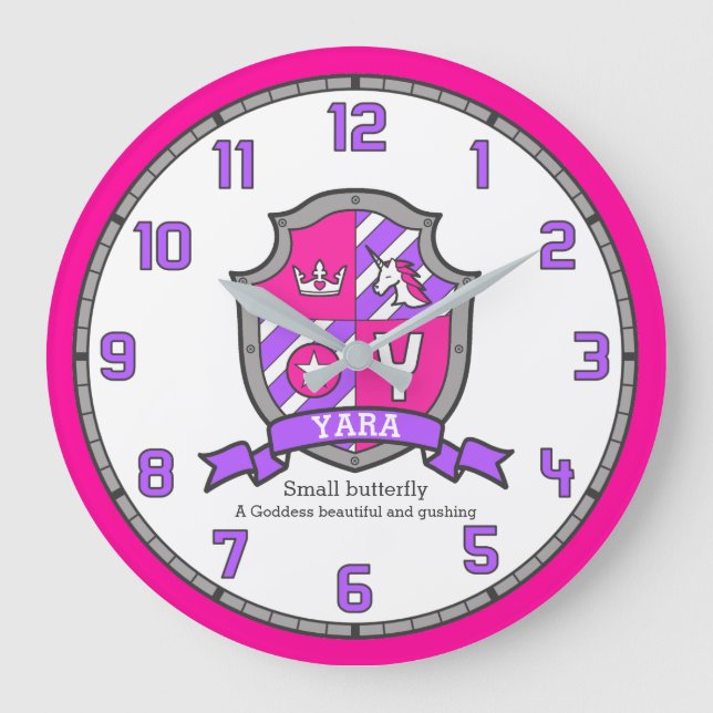 Yara letter Y name meaning heraldry knights shield Large Clock (Front)