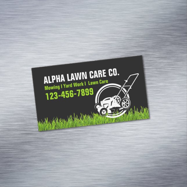 Yard Lawn Care Landscape Landscaping Grass Mowing  Magnetic Business Card (In Situ)