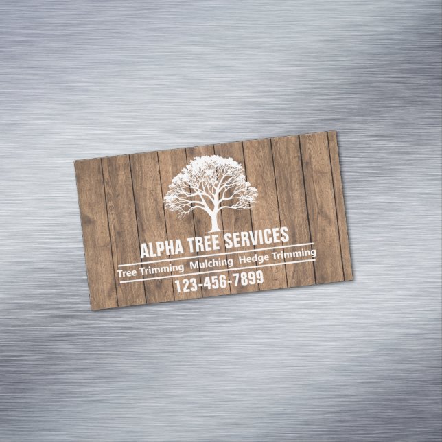 Yard Lawn Care Landscaping Arborist Tree Service Magnetic Business Card (In Situ)