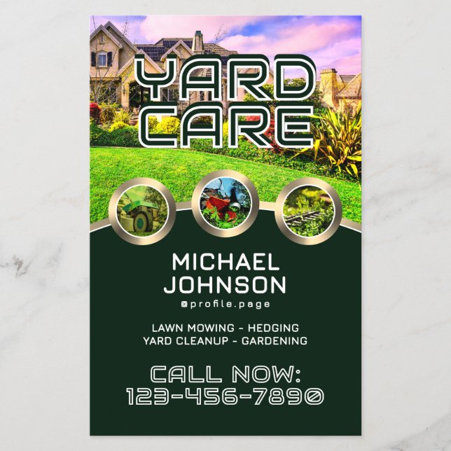 Yard lawn mowing care modern Flyer (Front)