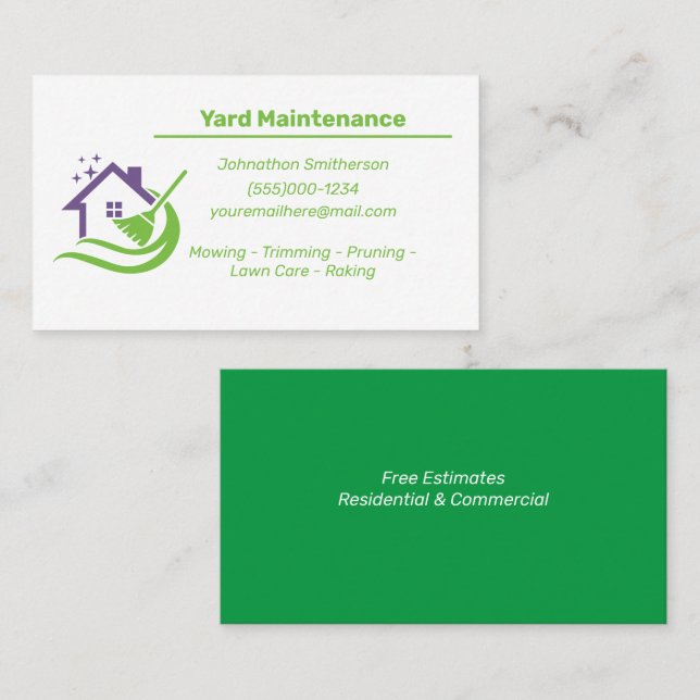 Yard maintenance business card (Front/Back)