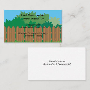 Yard Maintenance Service  Business Card
