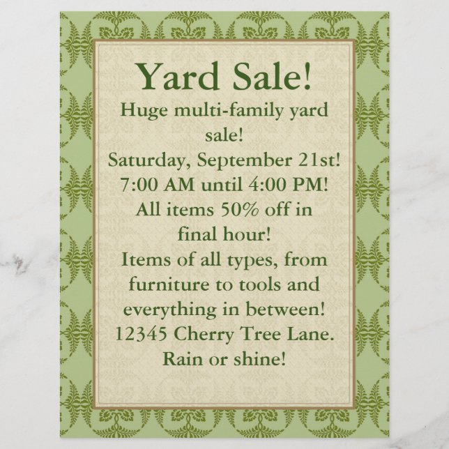 Yard Sale (Can be changed) Shades of Green Flyer (Front)