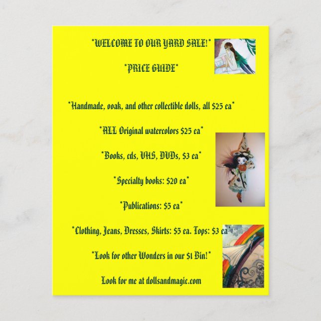 yard sale flyer (Front)