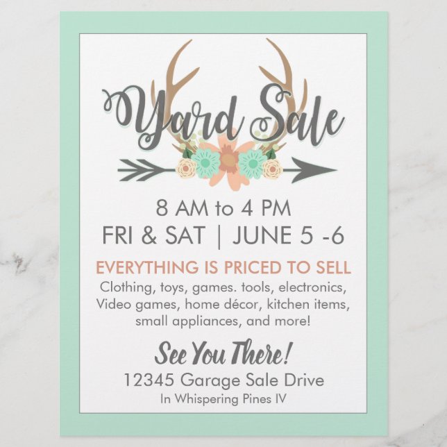 Yard Sale Flyer Template (Front)