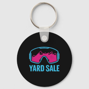 Yard Sale Skiing Funny Retro Skier Mountain Crash Key Ring