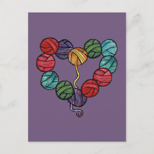 Yarn Ball Heart Postcard
