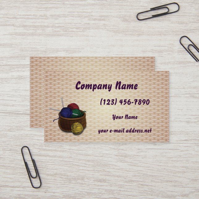 Yarn Basket Kitting Texture Business Card (Front/Back In Situ)