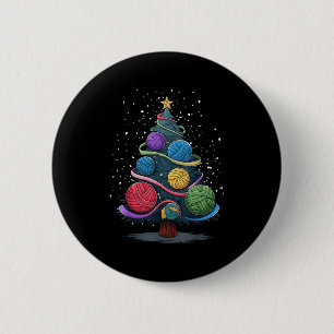 Yarn Christmas Tree  6 Cm Round Badge