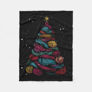 Yarn Christmas Tree Crochet Knitting Xmas  Fleece Blanket