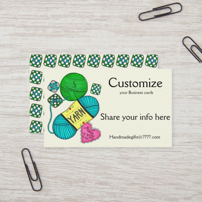Yarn/Crochet/Knit Business Cards (Front/Back In Situ)