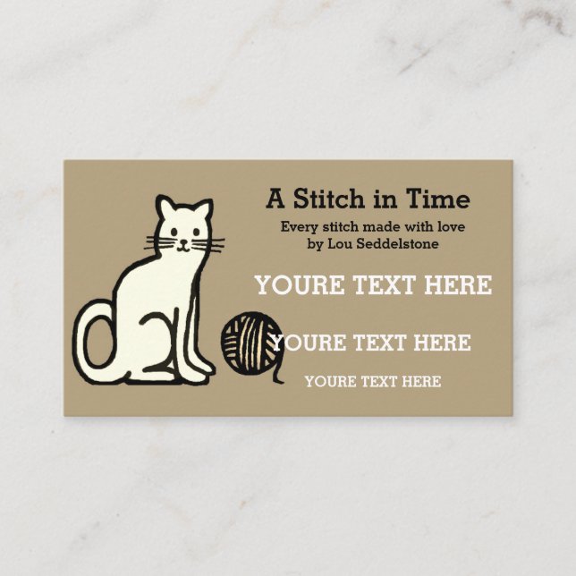 Yarn / Crochet / Knit Cat Business Card (Front)