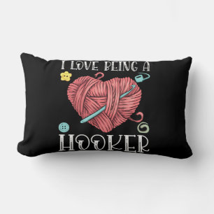 Yarn Crocheting Knitting Day Lumbar Cushion