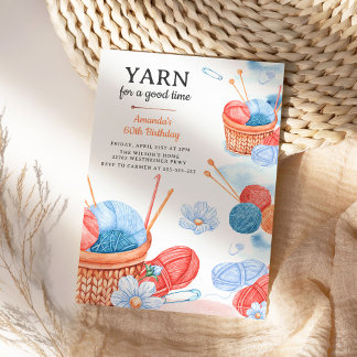 Yarn for a Good Time Crochet Birthday Party Invitation