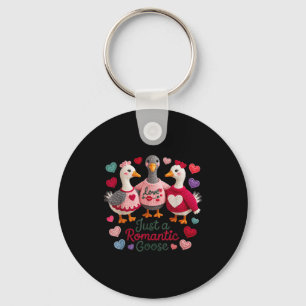 Yarn Funny Valentine Just A Romantic Goose Hearts  Key Ring
