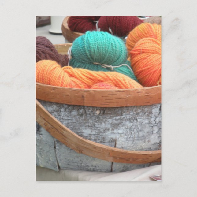 Yarn in birch bark basket postcard (Front)