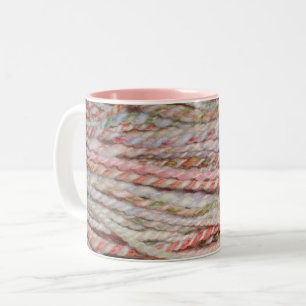 yarn in pinks Two-Tone coffee mug