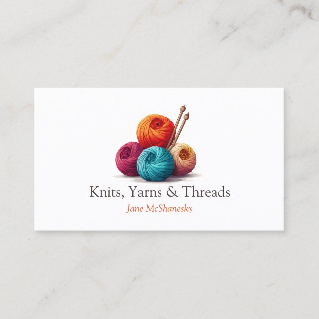Yarn, Knitting, Crochet Craft Business Card (Front)