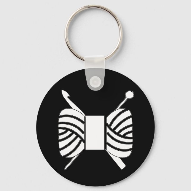 Yarn Logo Knit Crochet {Dark} Key Ring (Front)