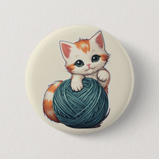 Yarn Play - kitten 6 Cm Round Badge (Front)