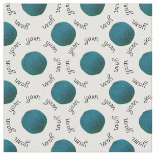 Yarn Print / Teal Yarn Balls Pattern Fabric