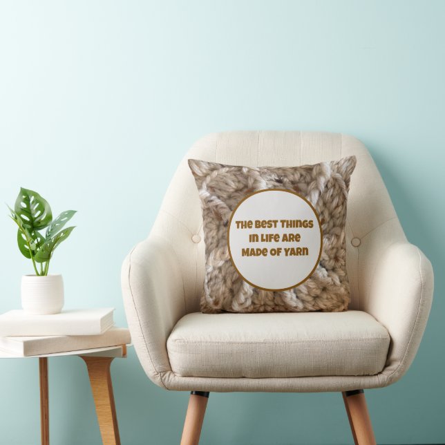 Yarn Quote Beige Crochet BOHO Design Craft  Cushion (Chair)