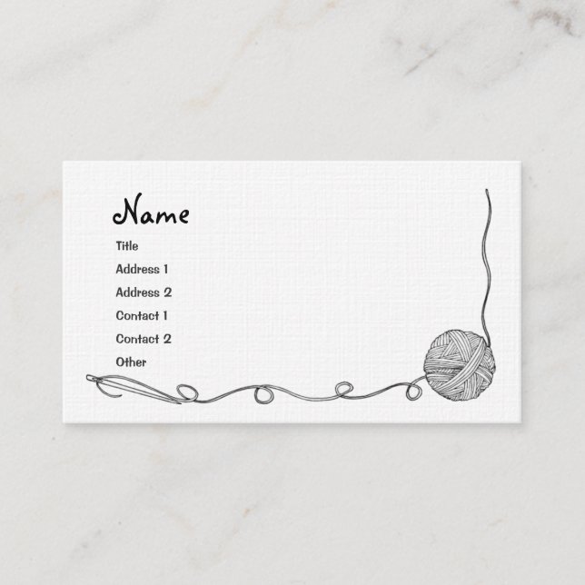 yarn, thread, & needle graphics business card (Front)