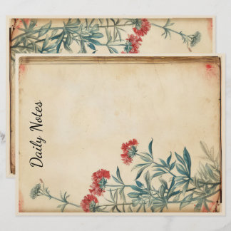 Yarrow flower illustration ephemera custom letterhead