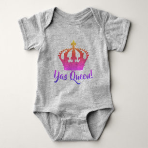 Yas Queen!  Rainbow colour Baby style Baby Bodysuit