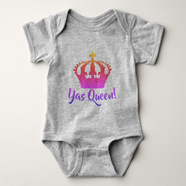 Yas Queen!  Rainbow colour Baby style Bodysuit (Front)