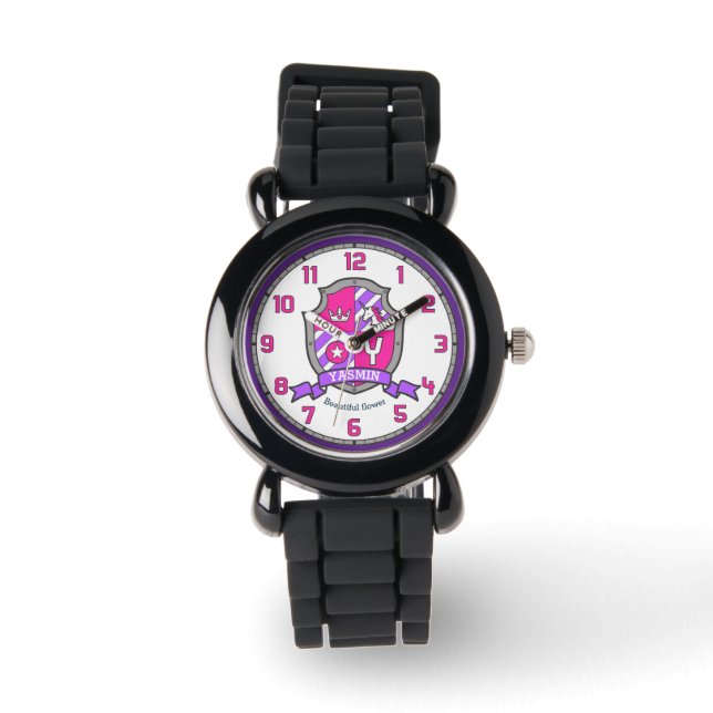 Yasmin girls name meaning letter Y unicorn pink Watch (Front)