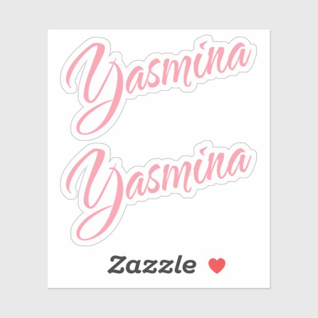 Yasmina name pink cursive x2 (Sheet)
