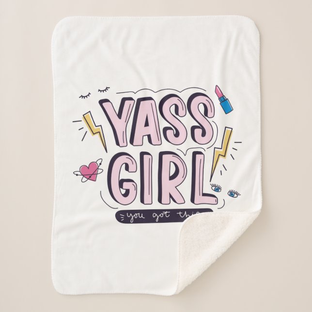 Yass Girl | You Got This Sherpa Blanket (Front)