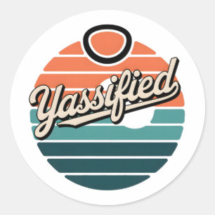 Yassified Retro Sunset Classic Round Sticker
