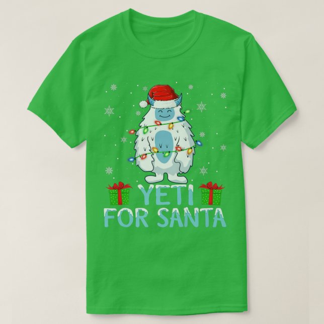 Yati For Santa Xmas Lights Yeti Christmas  T-Shirt (Design Front)
