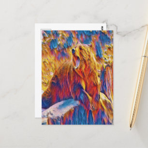 Yawning big bear postcard