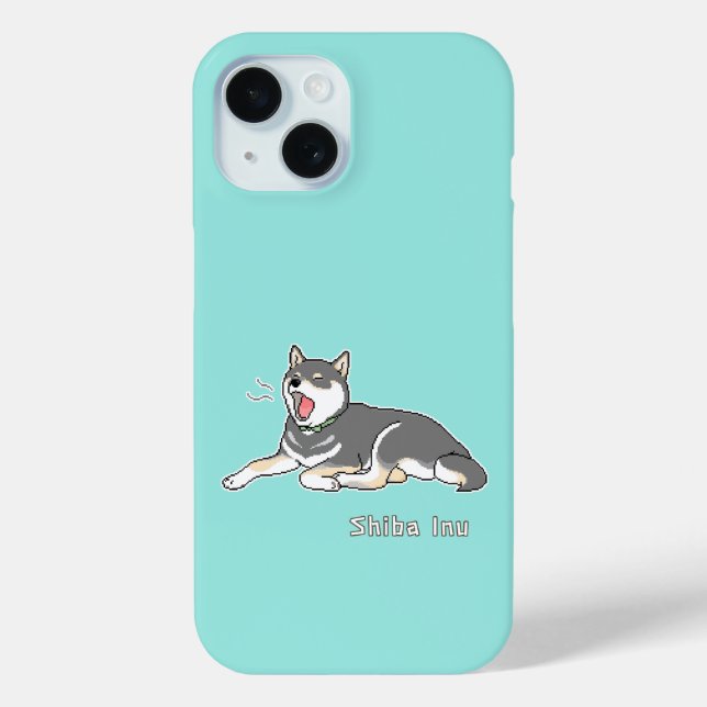 Yawning Black & Tan Shiba Inu Pixelart Case-Mate iPhone Case (Back)