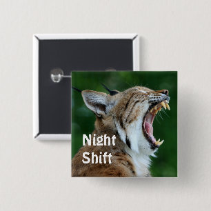 Yawning Bobcat 15 Cm Square Badge