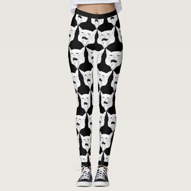 Yawning Cat Leggings (Front)