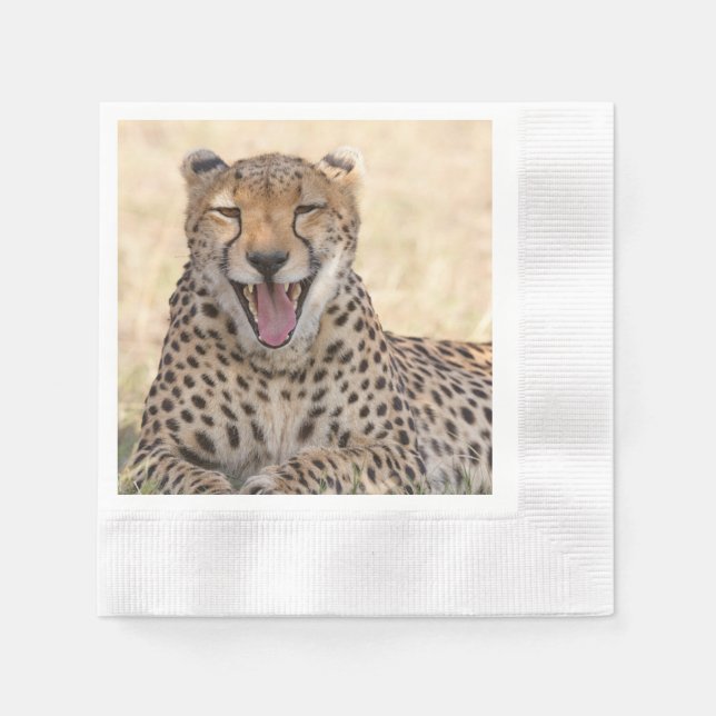 Yawning Cheetah Napkin (Front)