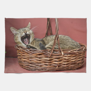 Yawning Kitty Cat Kitchen Towel