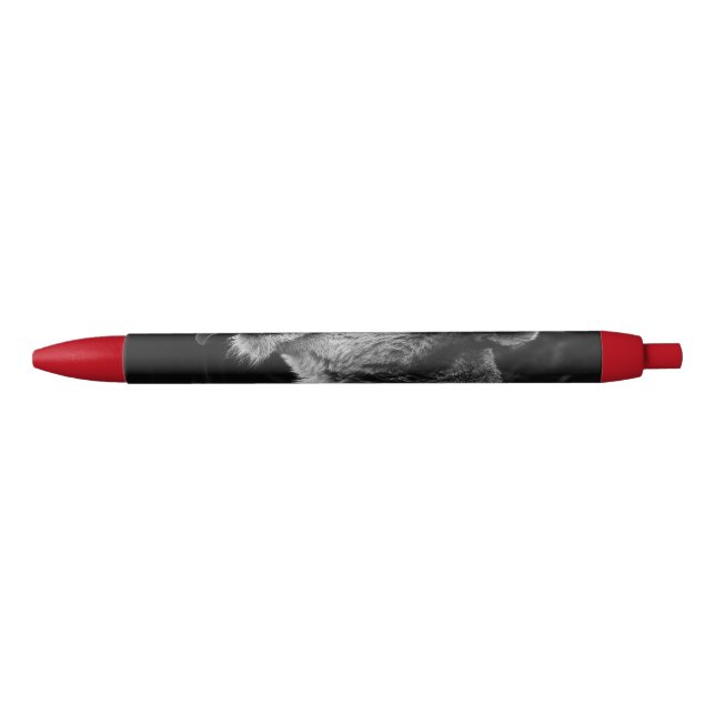 yawning lion black ink pen (Front)
