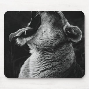 yawning lion mouse pad