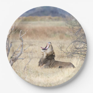 Yawning lion paper plate