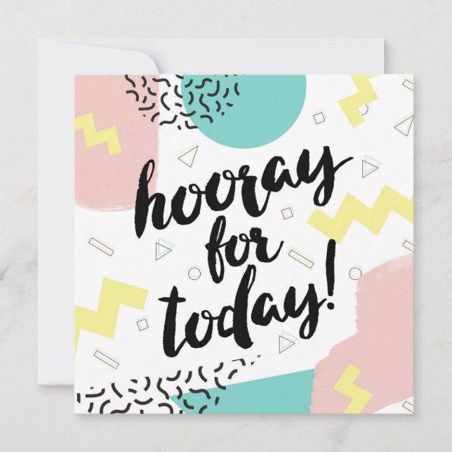 Yay, it's your birthday memphis eighties 90s girls holiday card (Front)