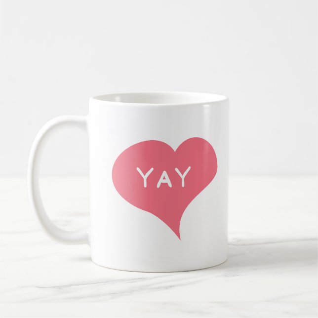 YAY Pink Love Heart Coffee Mug (Left)