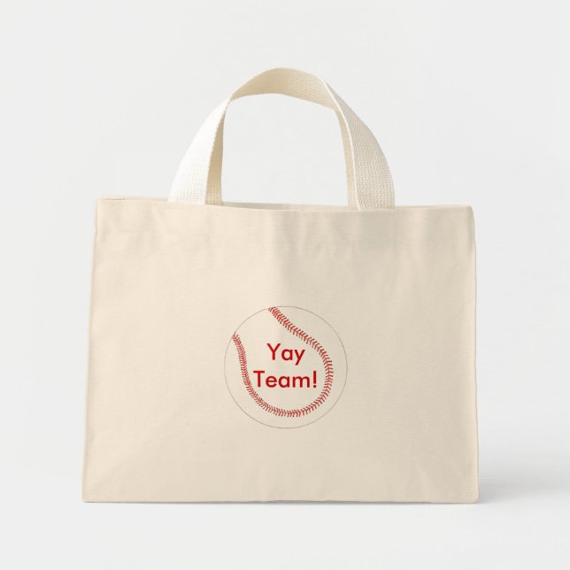 Yay Team or Your Text baseball Custom tote bags (Front)
